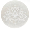 Plaque circulaire en sélénite - fleur de lotus