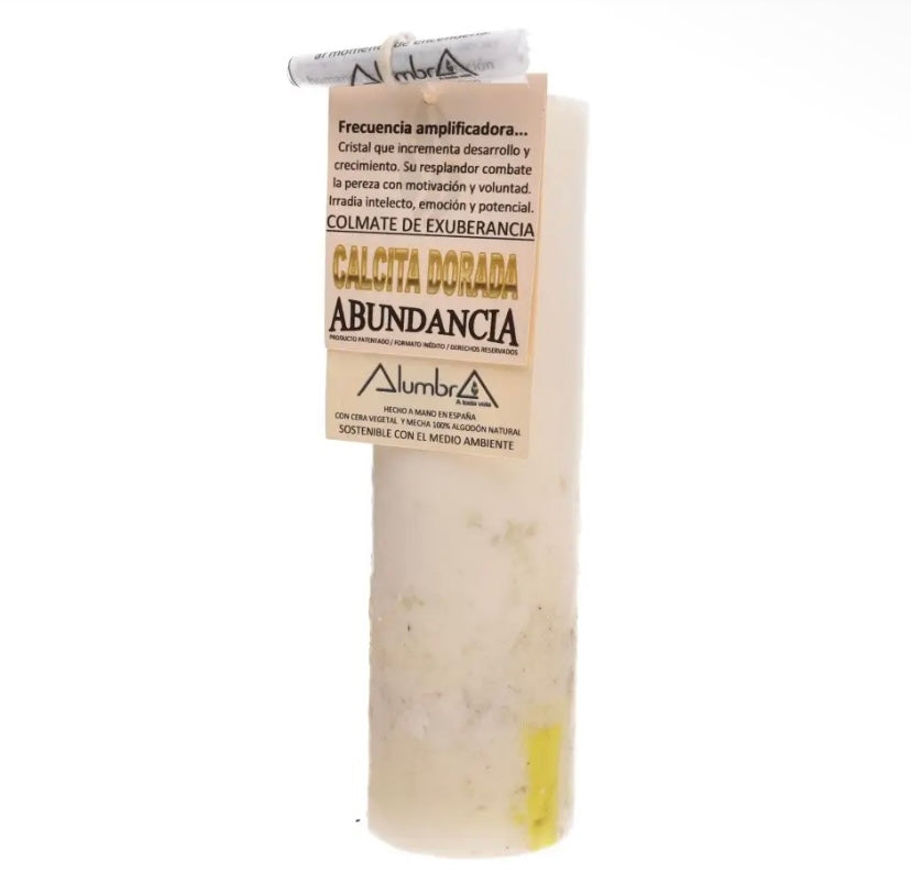 Bougie en calcite dorée