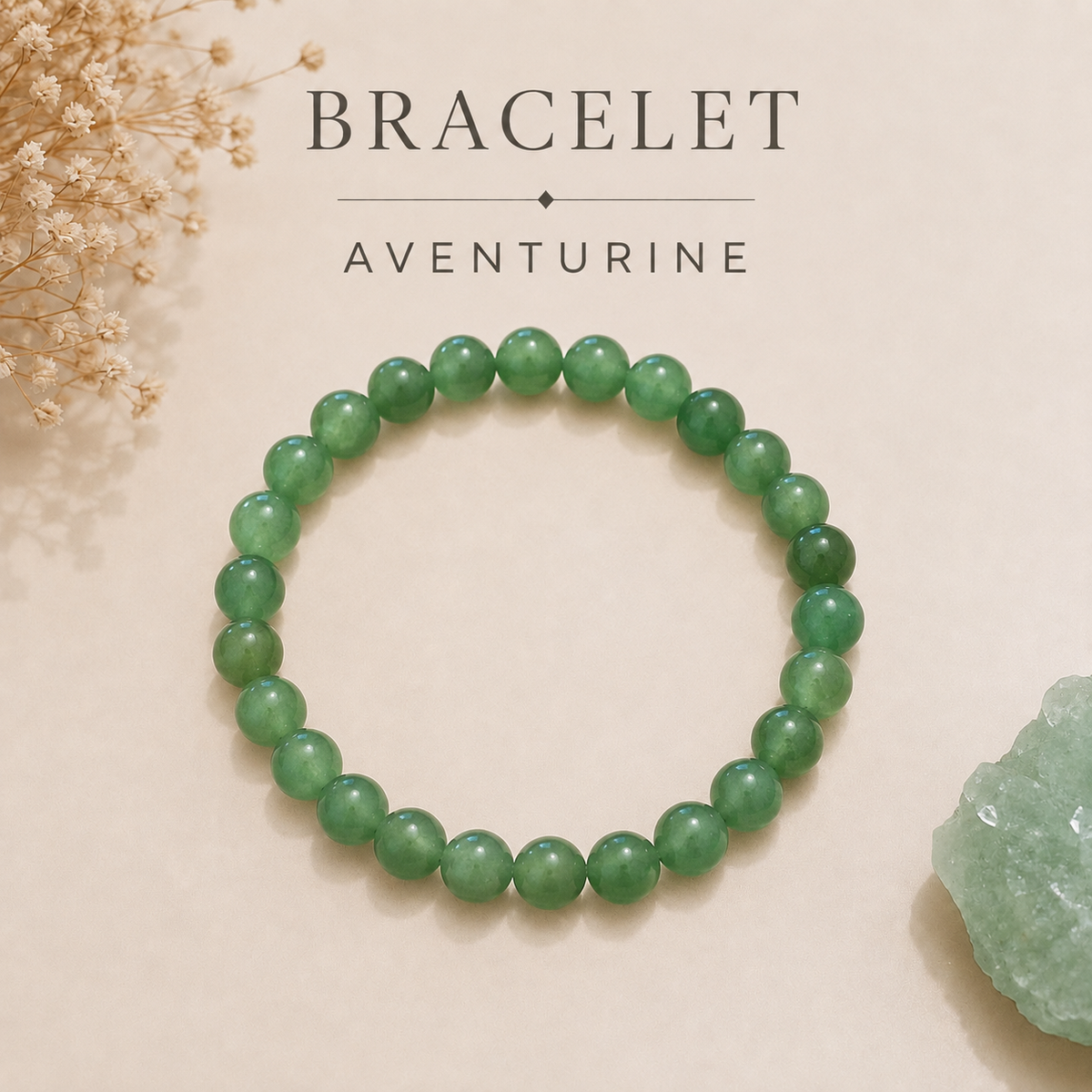 Bracelet perle en aventurine - 6 mm