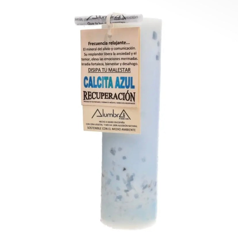 Bougie en calcite bleue