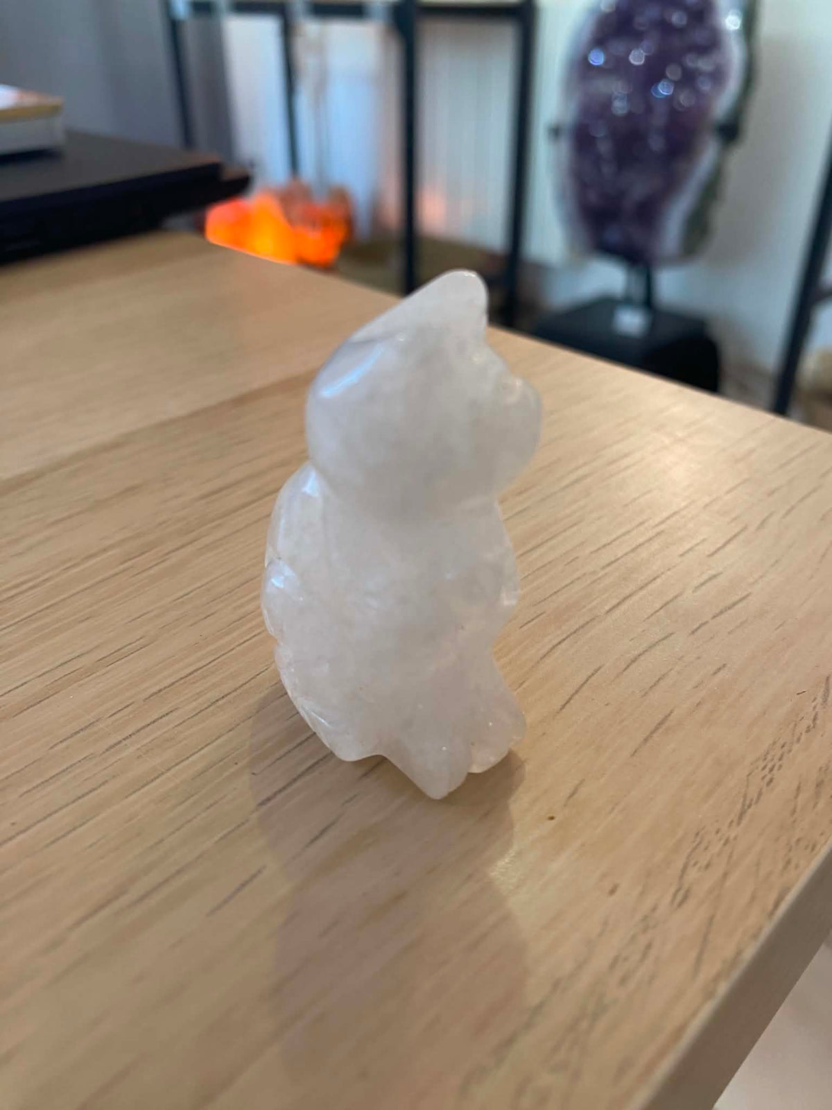 Chat en quartz blanc