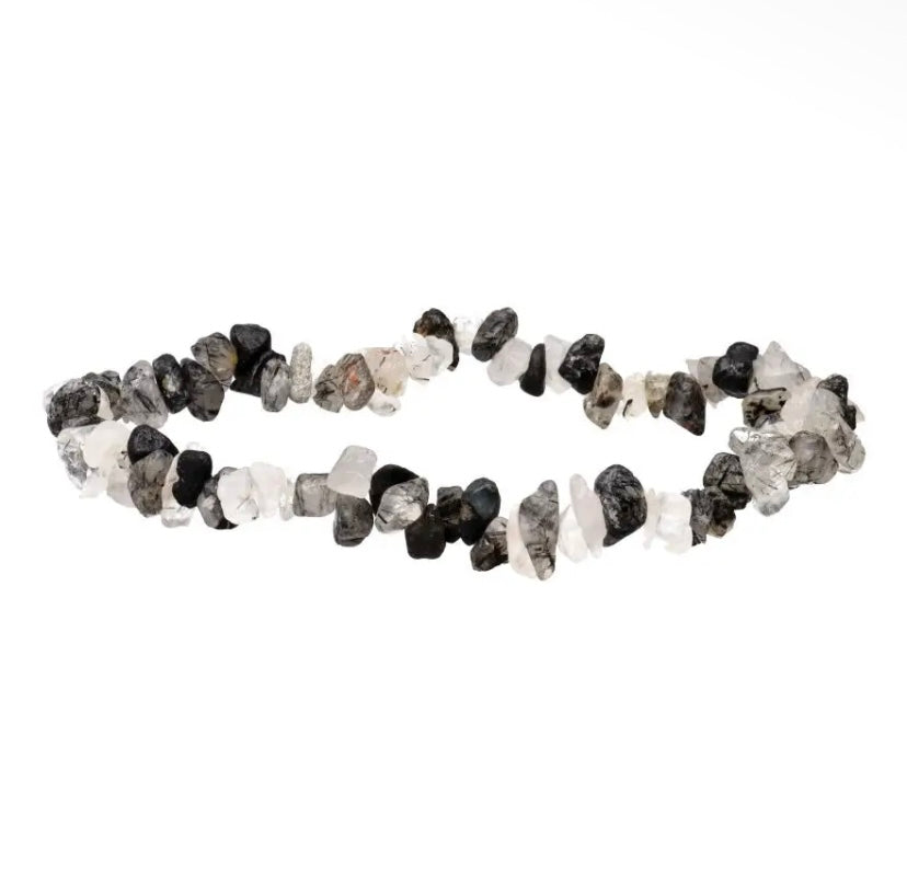 Bracelet chips en quartz tourmaline