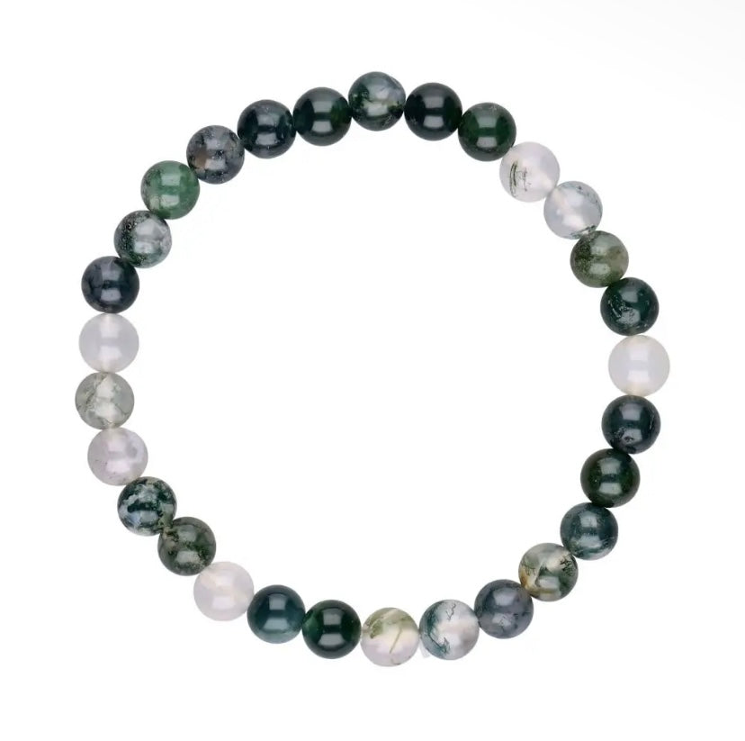 Bracelet en perle en agate mousse - 6 mm