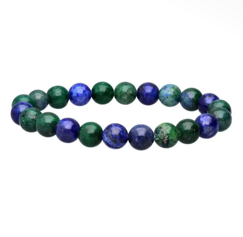 Bracelet perle en azurite avec malachite - 8 mm
