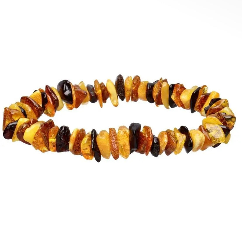 Bracelet chips en ambre combiné