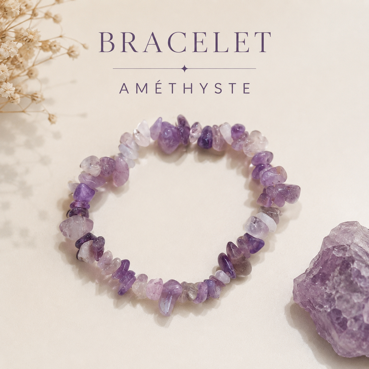 Bracelet chips en améthyste