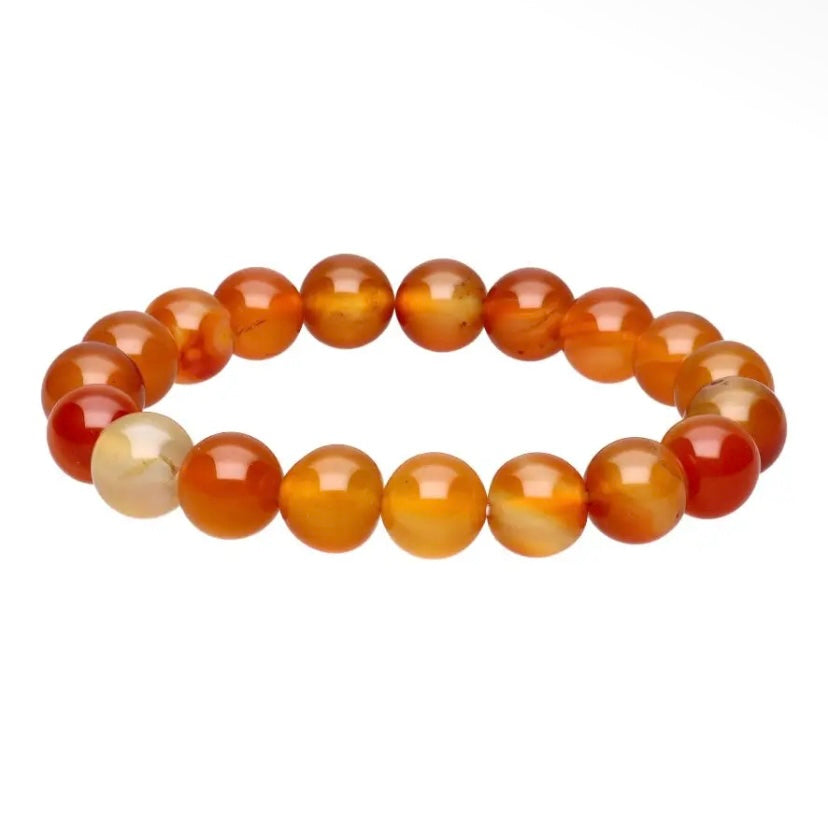 Bracelet perle en cornaline - 10 mm