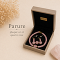 Parure de bijoux en plaqué or & quartz rose
