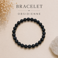 Bracelet perle en obsidienne - 8 mm