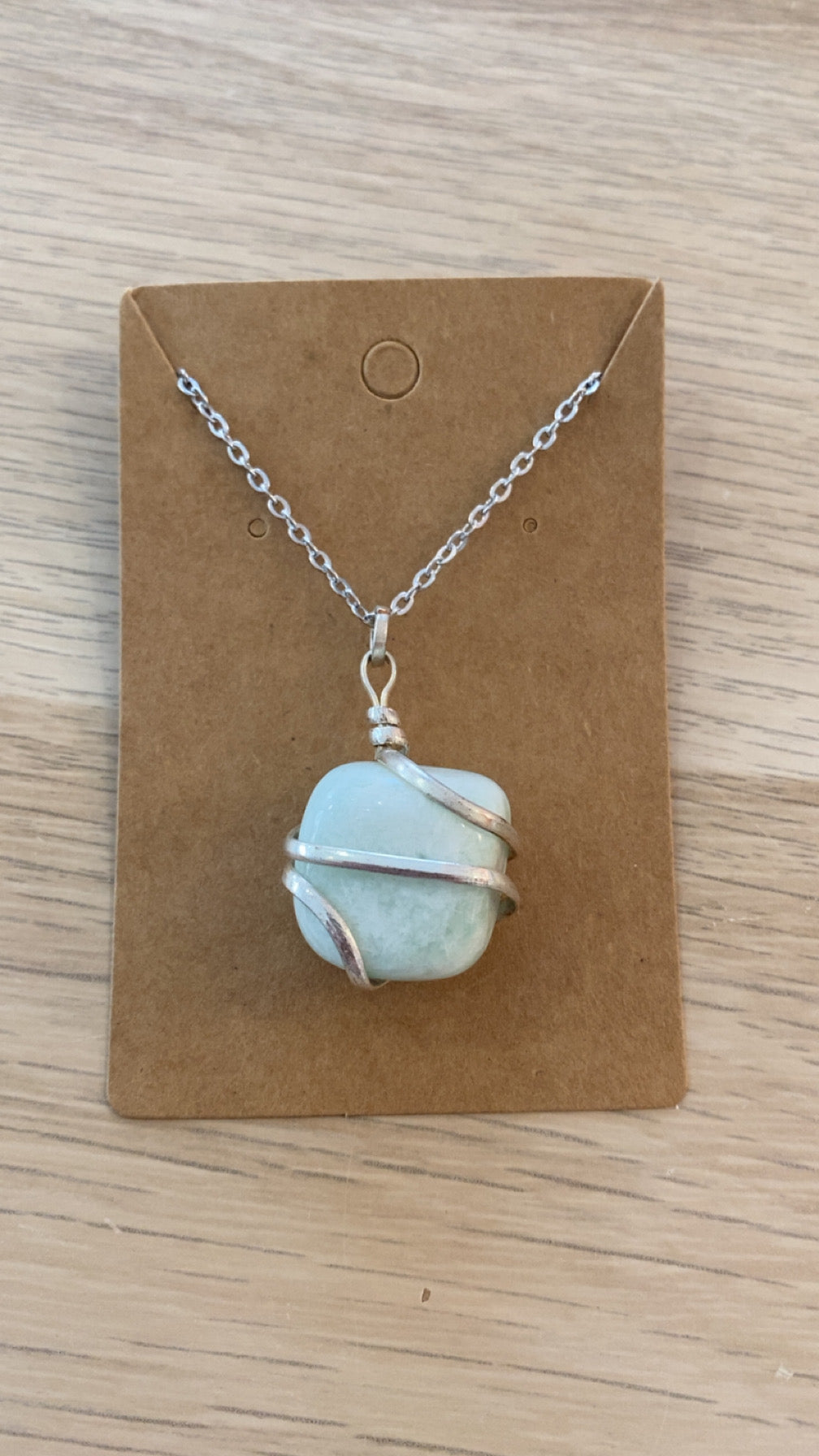 Collier pendentif en amazonite avec spirale en plaqué argent