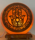 Lampe de sel de l'Himalaya - motif Main de Fatma