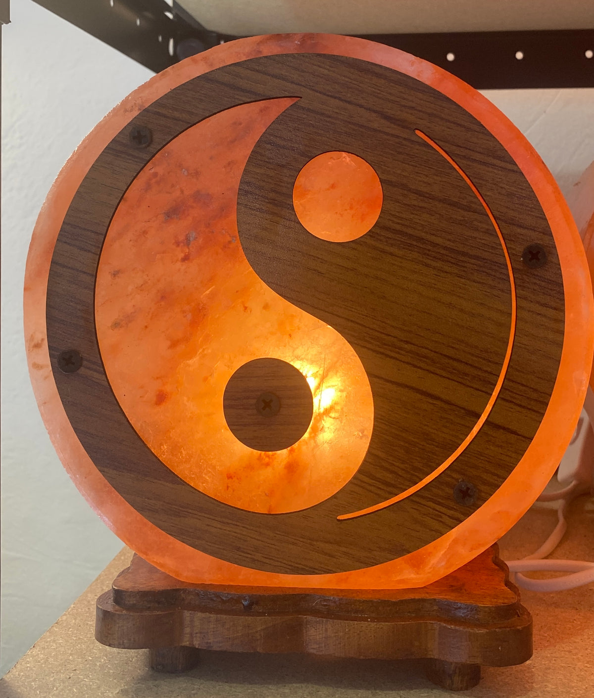 Lampe de sel de l'Himalaya - Motif Yin-Yang