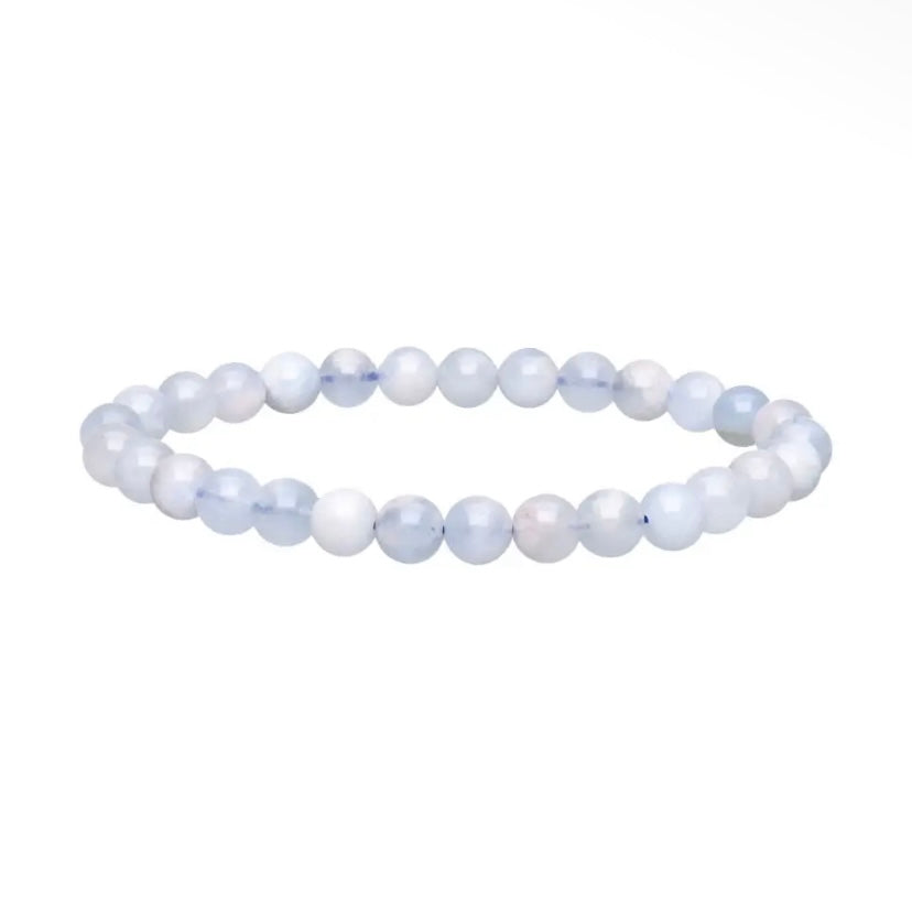 Bracelet perle en aigue-marine - 6 mm