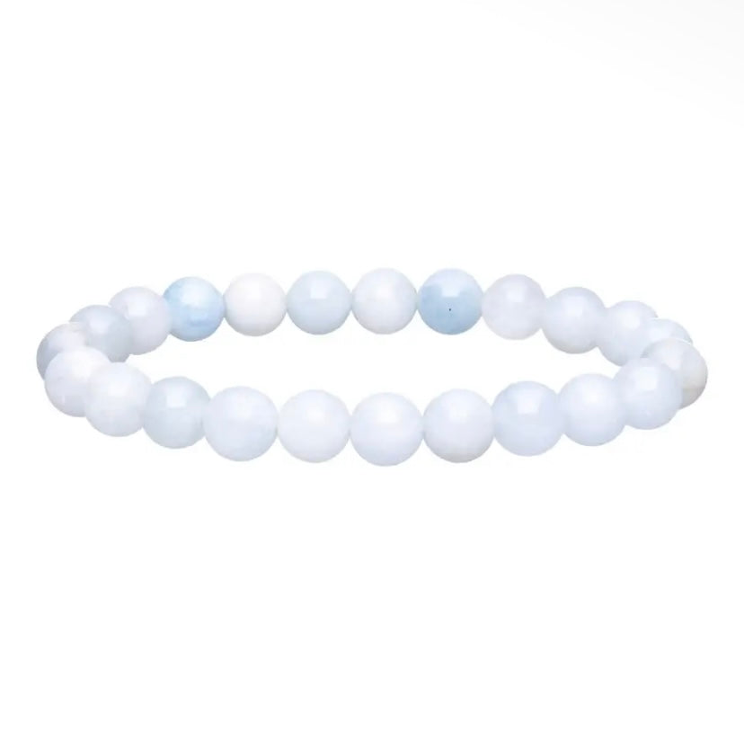 Bracelet perle en aigue-marine - 8 mm