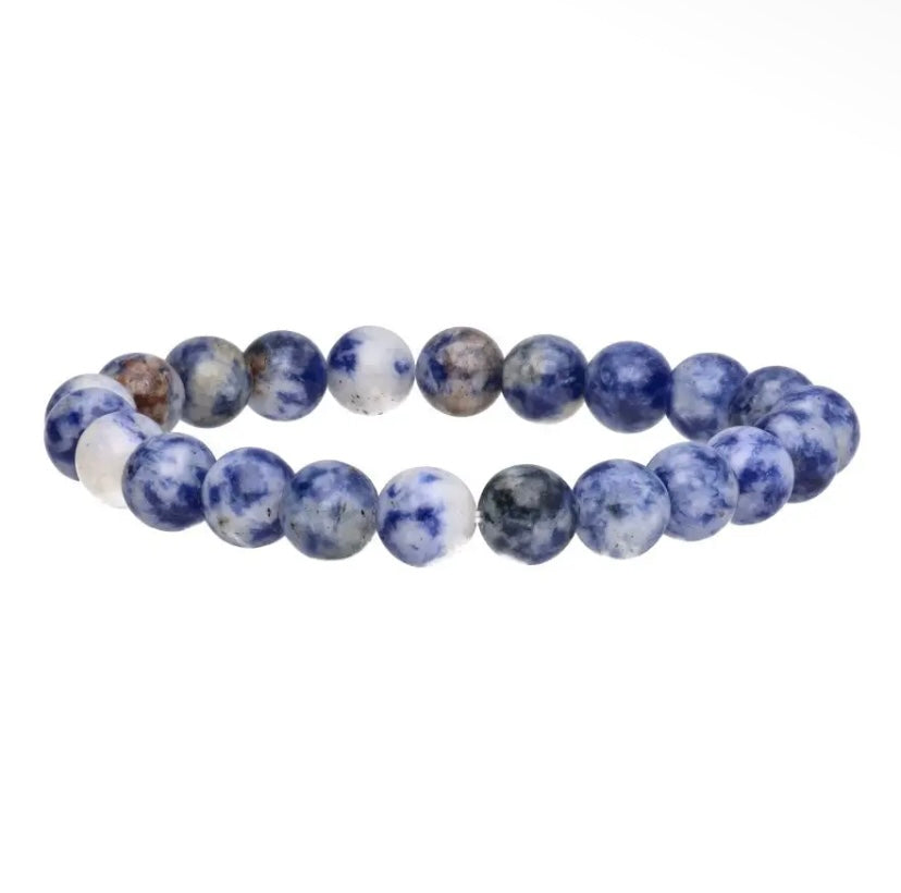 Bracelet perle en jaspe tacheté bleu - 8 mm