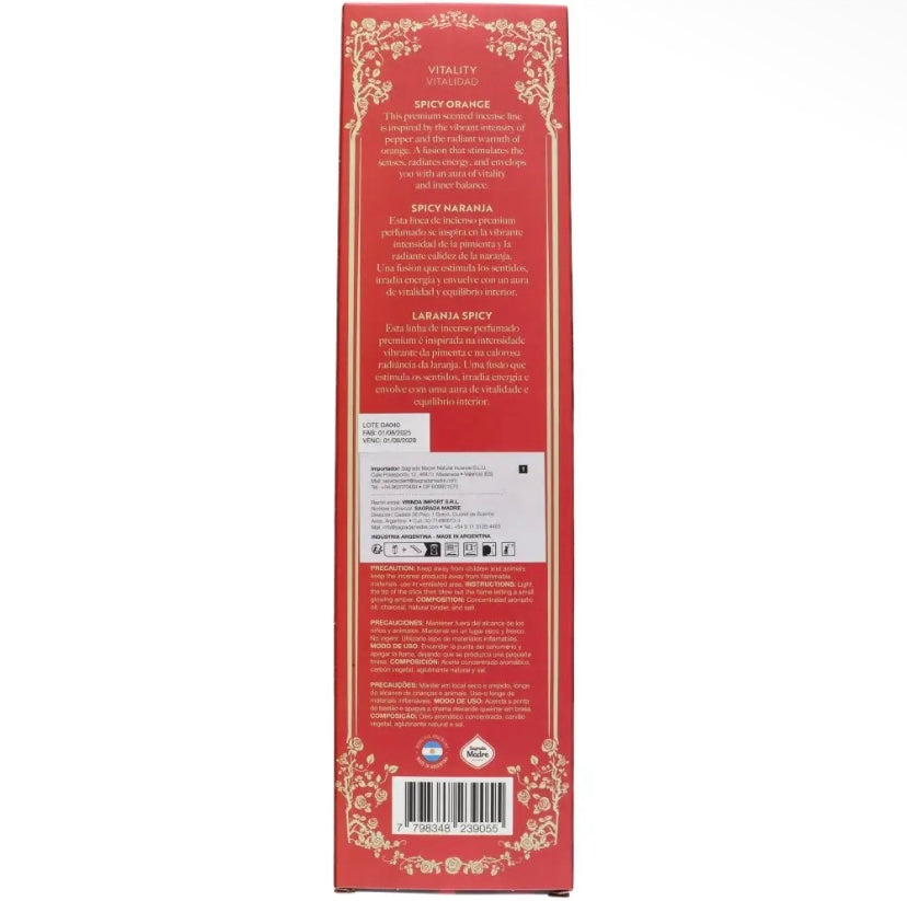 Encens Sagrada Madre parfumée premium - orange poivrée