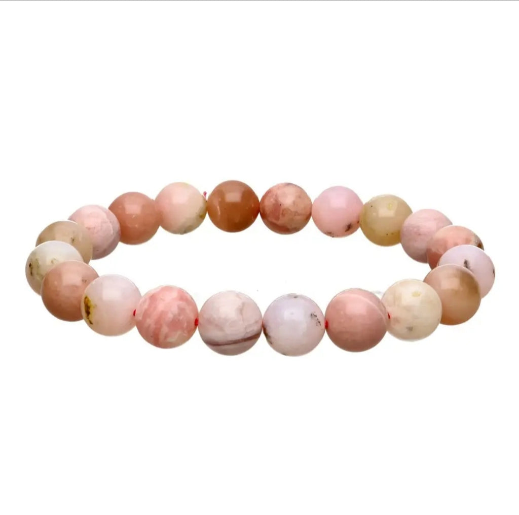 Bracelet en opale rose – Perles 10 mm